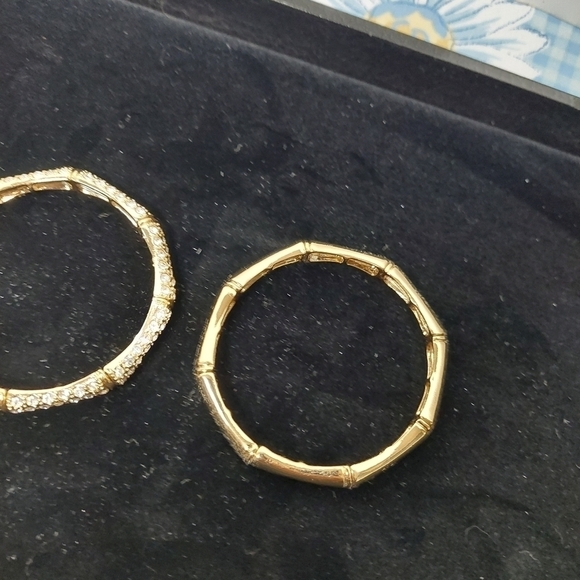 Vintage* NRO Pavé Clear Rhinestone Bracelet with 2nd Gold-tone Bracelet - Picture 8 of 12